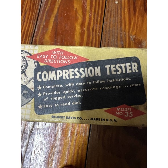 Compression Tester Model No. 35 Gilbert Davis Co Vintage Collectible Tool - Picture 5 of 10
